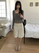 Glue Satin Midi Skirt (2 colors)