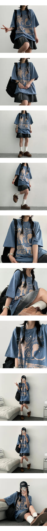 Seri lettering short-sleeved T-shirt (4 colors)