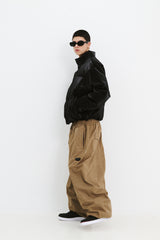 COMFY SHORT PADDING JUMPER SHINY LEATHER BLACK