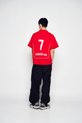 25SS カラーリングパイピングフットボールジャージ半袖Tシャツ レッド