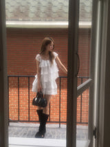 Pintuck tiered mini skirt