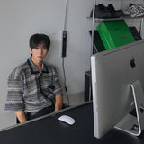ASCLO ウェーブショートスリーブニットシャツ (2color)