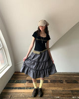 [ORIGINAL] Moel Cancan Check Midi Skirt