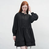 ダブルフレアストリングワンピース [BLACK]