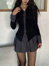 Lulu spandex ribbed flare knit skirt (2 colors)