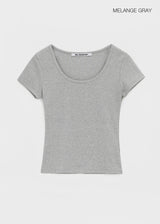 [B-BASIC] テンションスタンダードスリムUネック半袖Tシャツ (2 SIZE)