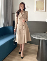 26SS★ Colette Tailored Collar Double Flare One Piece
