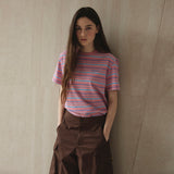 Multi Striped Short Sleeve T-Shirt_Pink