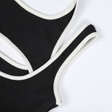 Layered jersey sleeveless (BLACK)