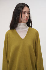 Whole garment V-neck knit (Olive)