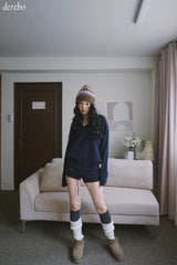 Twisted collar knit pants two-piece set
