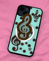 [made] Dot treble clef mint choco phone case (glass bumper)
