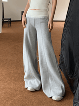 Wide banding lace bootcut pants