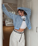 Sweety Stripe Crop Hood Zip-Up