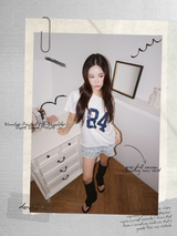 ナンバープリントオフショルダー半袖Tシャツ