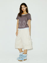 ZIPPER HEART TEE CHARCOAL