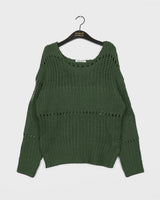 [MADE] Tens Crochet Mesh Oversized-Fit Boat Neck Knitwear