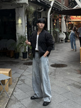 Cut line reverse denim pants