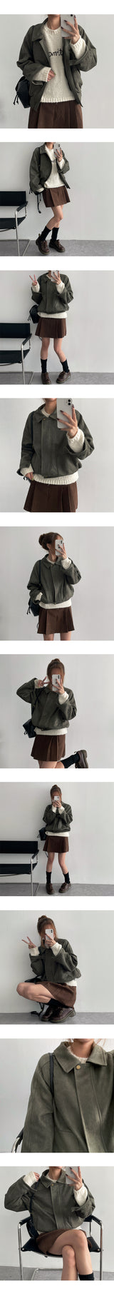 RENNO Semi-Crop Round Knitwear