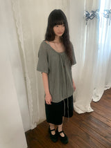 ソハUネックボーダーストラップ半袖Tシャツ