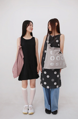 000Design Cotton Check Tie Bag / Burgundy