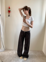 lace layered cotton pants