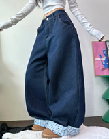 RIBBON🎀WIDE RIBBON ROLL-UP DENIM PANTS 🩵🎀