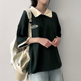 ライトハーフジップアップカラーリングカラーショーツスリーブTシャツ