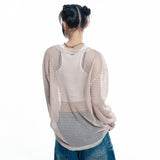 Cut Off Net Knit - BEIGE