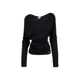 Drape Shoulder Top [Black]
