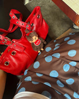 Punching Eyelet Buckle Baguette Shoulder Bag
