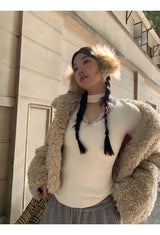 Choker V-neck Lace V-neck Long Sleeve T-shirt