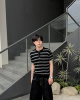 Diron Striped Henley Knit