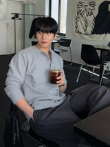 フィットヘンリーネックロングスリーブTシャツ