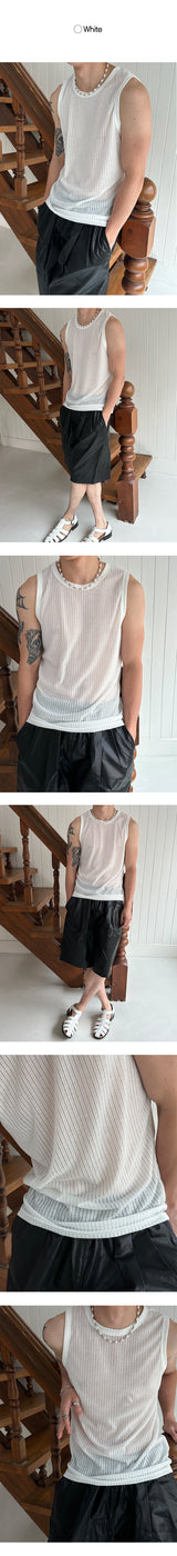 [S/S] See through sleeveless (5color)