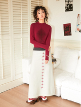 A-line split loose cross-knit half skirt