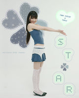 reversible garter belt star flower navy