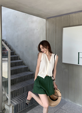 Rear V-neck Sleeveless Knit / 3 colors