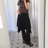 [Underpants attached] トシュレイヤーシースルーレースブーツカットレギンス