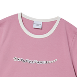 25SS スネークイニシャルリンガークロップ半袖Tシャツ パステルピンク