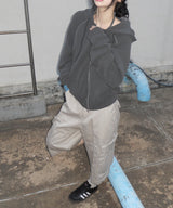 waffle hood zip-up