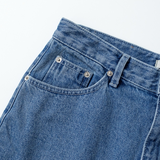 denim frill bermuda pants 