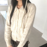 Coam Punching Big Collar Knit Cardigan