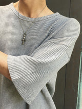  Avin Crop Waffle Short Sleeve T-Shirt 4C
