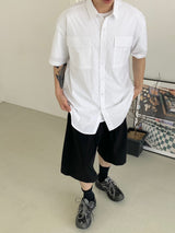 Two tuck wide banding half pants 2C
