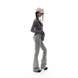 Star Trim Bootcut Trousers / Grey