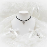 [Aespa Winter Necklace] Vintage Heart Locket Choker Necklace - Silver ver.