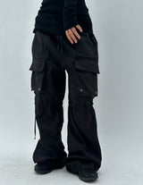 LOVELY BOW-STRING DETAIL CARGO COTTON AUTUMN PANTS - 2 COLOR