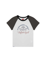 1/2 MULTI SKULL RAGLAN TEE (WHITE/CHARCOAL)