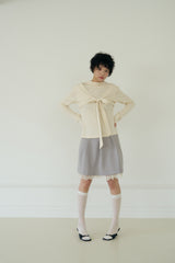 BOW MINI DOT LACE SKIRT (GREY)